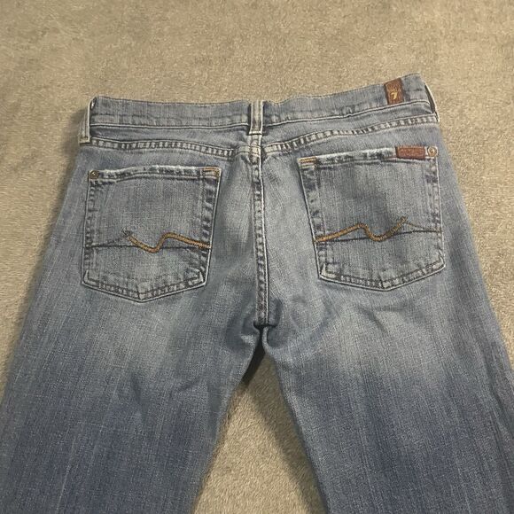 7 For All Mankind Jeans Women's Size 28 Medium Wash Distressed Bootcut 7FAMK - Picture 10 of 13